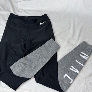 Nike Women's Power Mesh Wrap Tights Black Grey Dry-Fit Women's Small